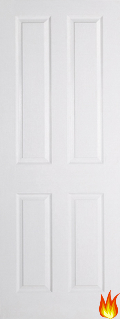 4 Panel White Primed Internal Fire Door (FD30) - Smooth
